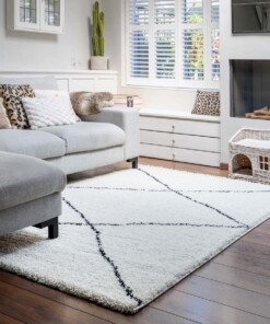 Hochflor Teppich Berber Artisan - Weiß/Schwarz - sfeer