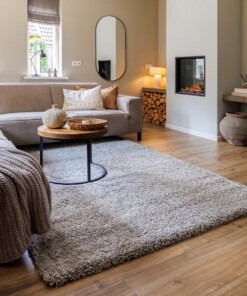 Hochflor Teppich Shaggy Grand - Hellgrau - sfeer