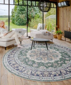 Outdoor Teppich Vintage Rund - Valenca Nova Dunkelgrün - sfeer