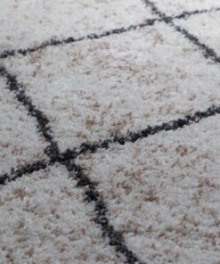 Teppich Rund Rautenmuster Hochflor Artisan - Weiß/Grau - close up, thumbnail