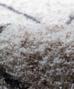 Teppich Rund Rautenmuster Hochflor Artisan - Weiß/Grau - close up, thumbnail