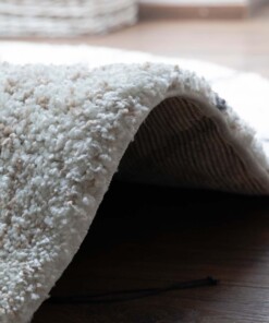 Teppich Rund Rautenmuster Hochflor Artisan - Weiß/Grau - close up, thumbnail