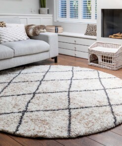 Teppich Rund Rautenmuster Hochflor Artisan - Weiß/Grau - sfeer, thumbnail