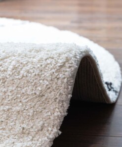 Hochflor Teppich Rund Berber Artisan - Weiß/Schwarz - close up, thumbnail