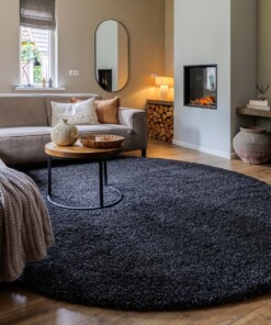 Hochflor Teppich Rund Shaggy Grand - Anthrazit - sfeer