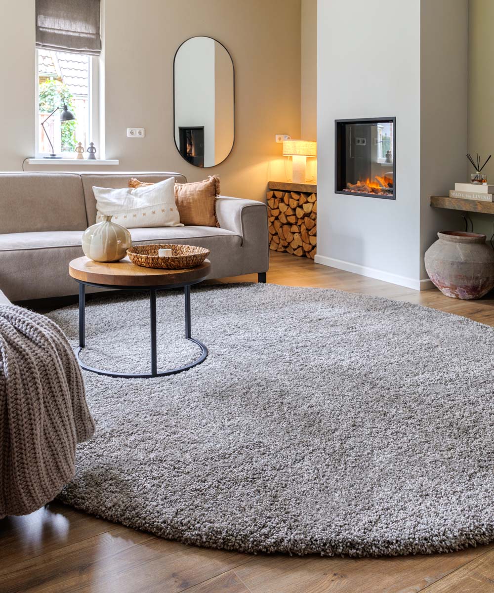 Hochflor Teppich Rund Shaggy Grand - Hellgrau - sfeer Hochflor Teppich Rund Shaggy Grand - Hellgrau - sfeer