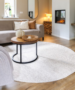 Teppich Rund Kurzflor - Loom Silber - sfeer