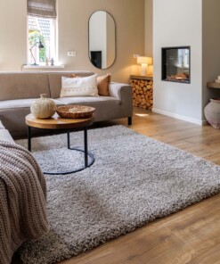 Hochflor Teppich Quadratisch - Shaggy Grand Hellgrau - sfeer