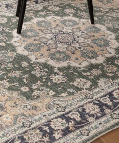 Outdoor Teppich Vintage - Valenca Nova Dunkelgrün - close up, thumbnail