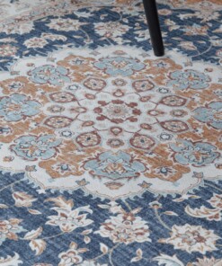 Outdoor Teppich Vintage - Valenca Nova Gold/Blau - close up, thumbnail