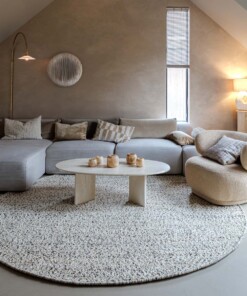 Runder Wollteppich - Bergull Elfenbein/Schwarz - sfeer