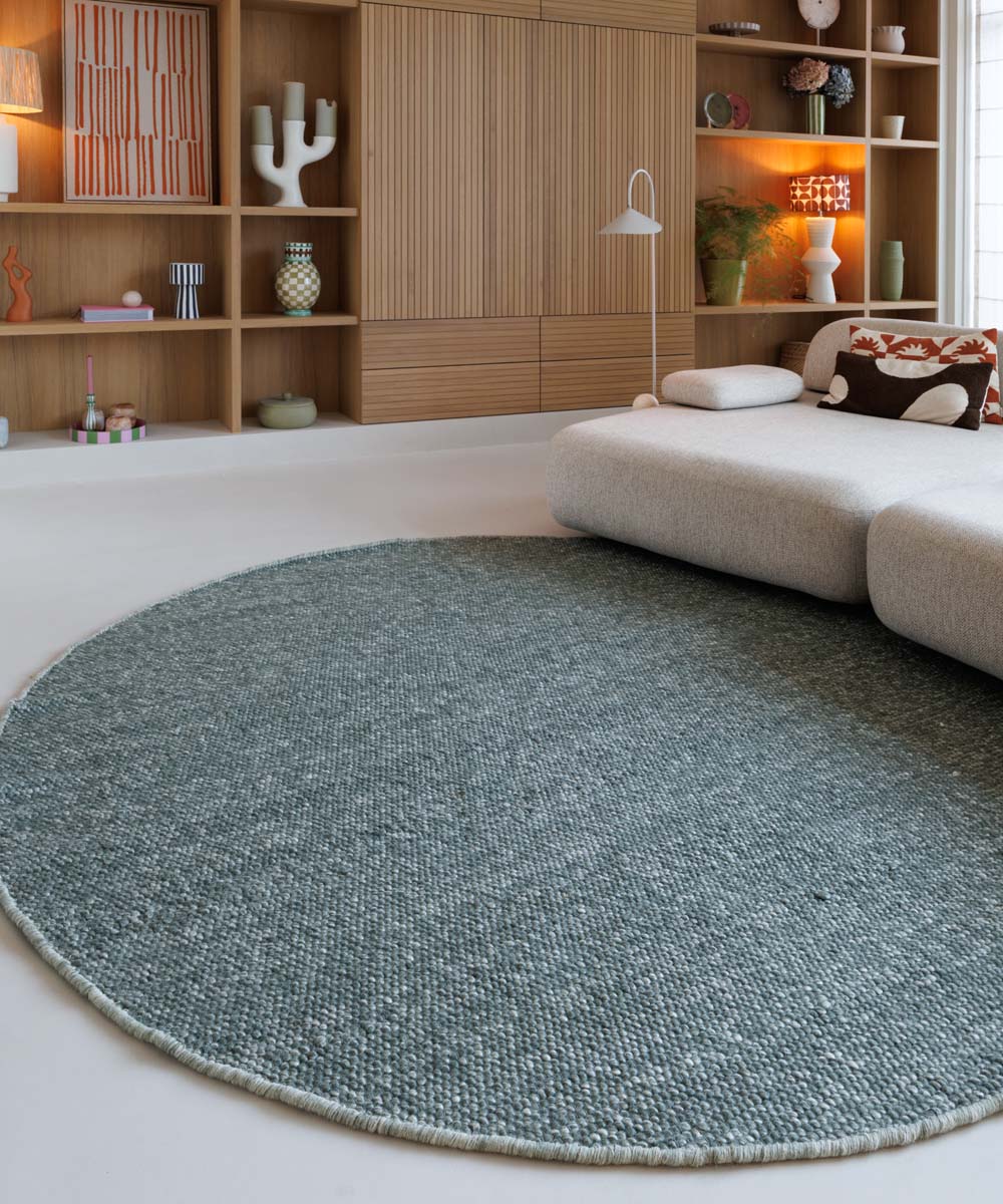 Runder Wollteppich - Silvull Grün - sfeer Runder Wollteppich - Silvull Grün - sfeer