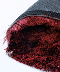 Runder Samtteppich - Auréa Bordeauxrot - close up, thumbnail