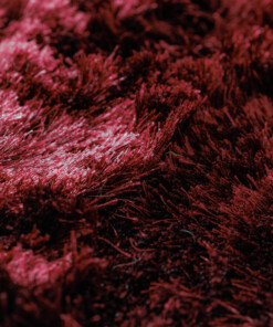 Runder Samtteppich - Auréa Bordeauxrot - close up, thumbnail