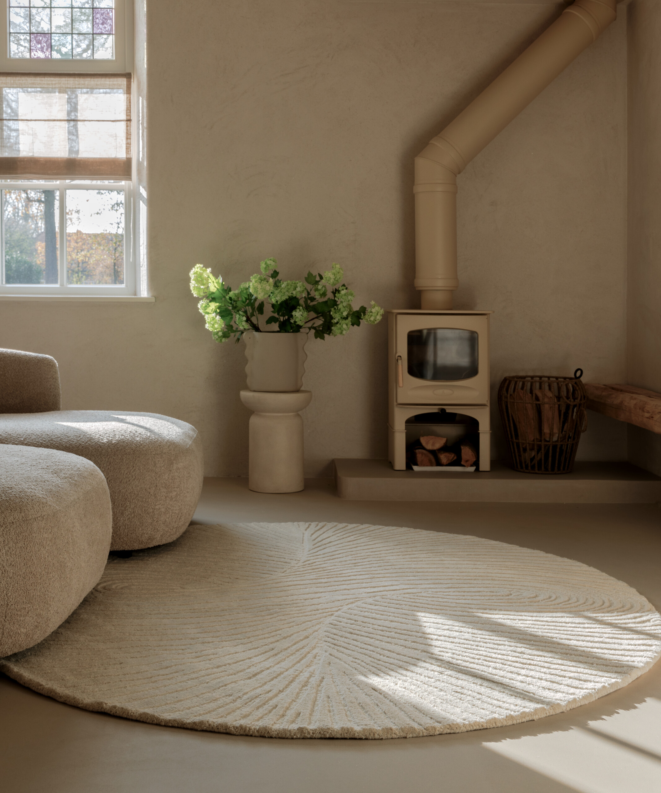 Design Teppich Rund - Balans Tree Elfenbein - sfeer Design Teppich Rund - Balans Tree Elfenbein - sfeer