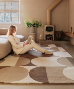 Retro Teppich - Summit Circles beige - sfeer