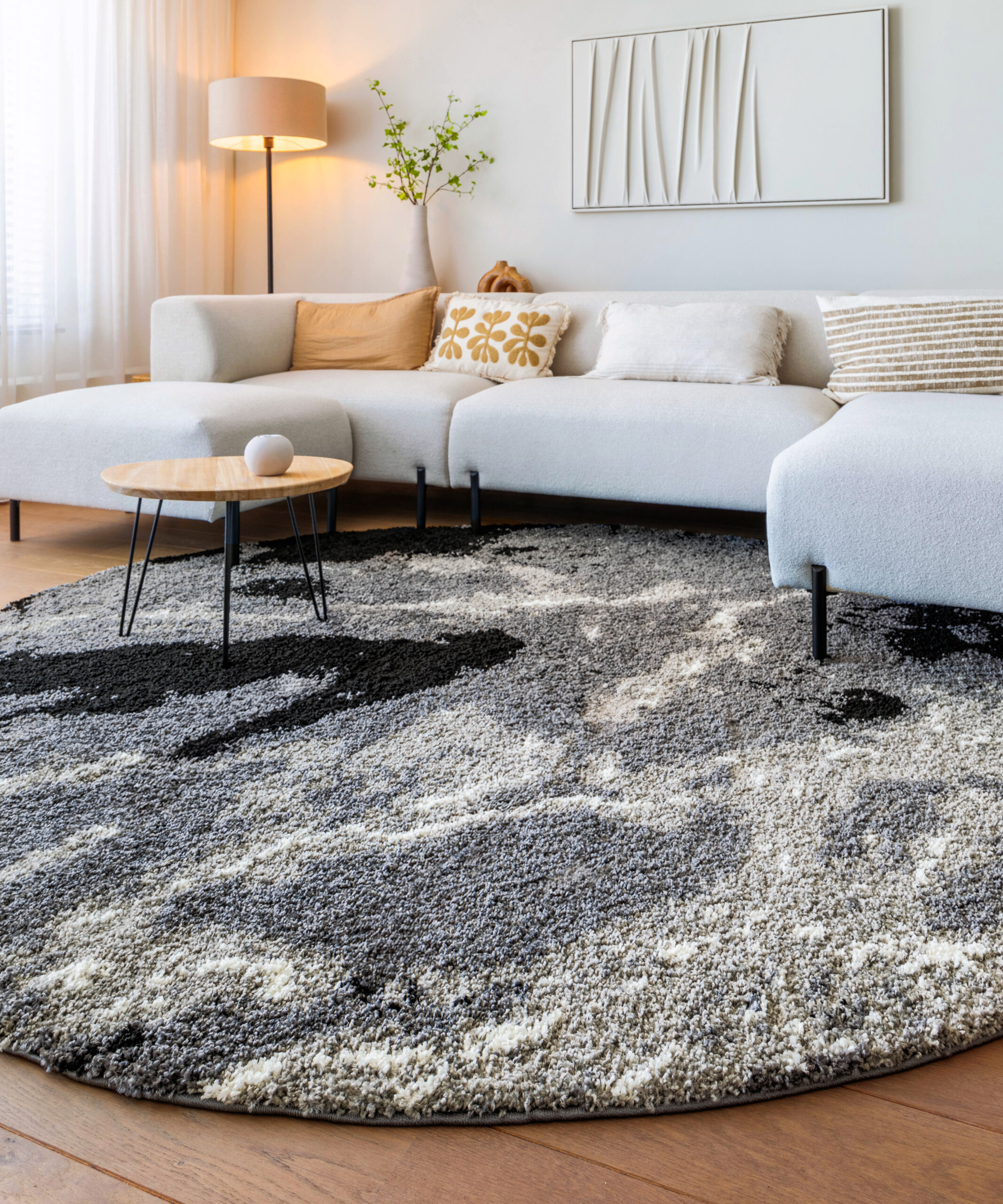 Marmor Teppich rund - Marble Artisan Grau - sfeer Marmor Teppich rund - Marble Artisan Grau - sfeer