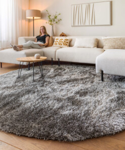 Hochflor Teppich Rund - Posh Velours Grau - sfeer