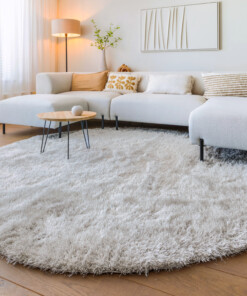 Hochflor Teppich Rund - Posh Velours Hellgrau - sfeer