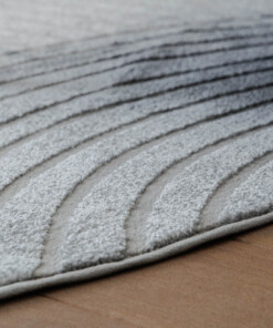 Teppich Rund Skandinavisch - Contour Curve Grau - close up