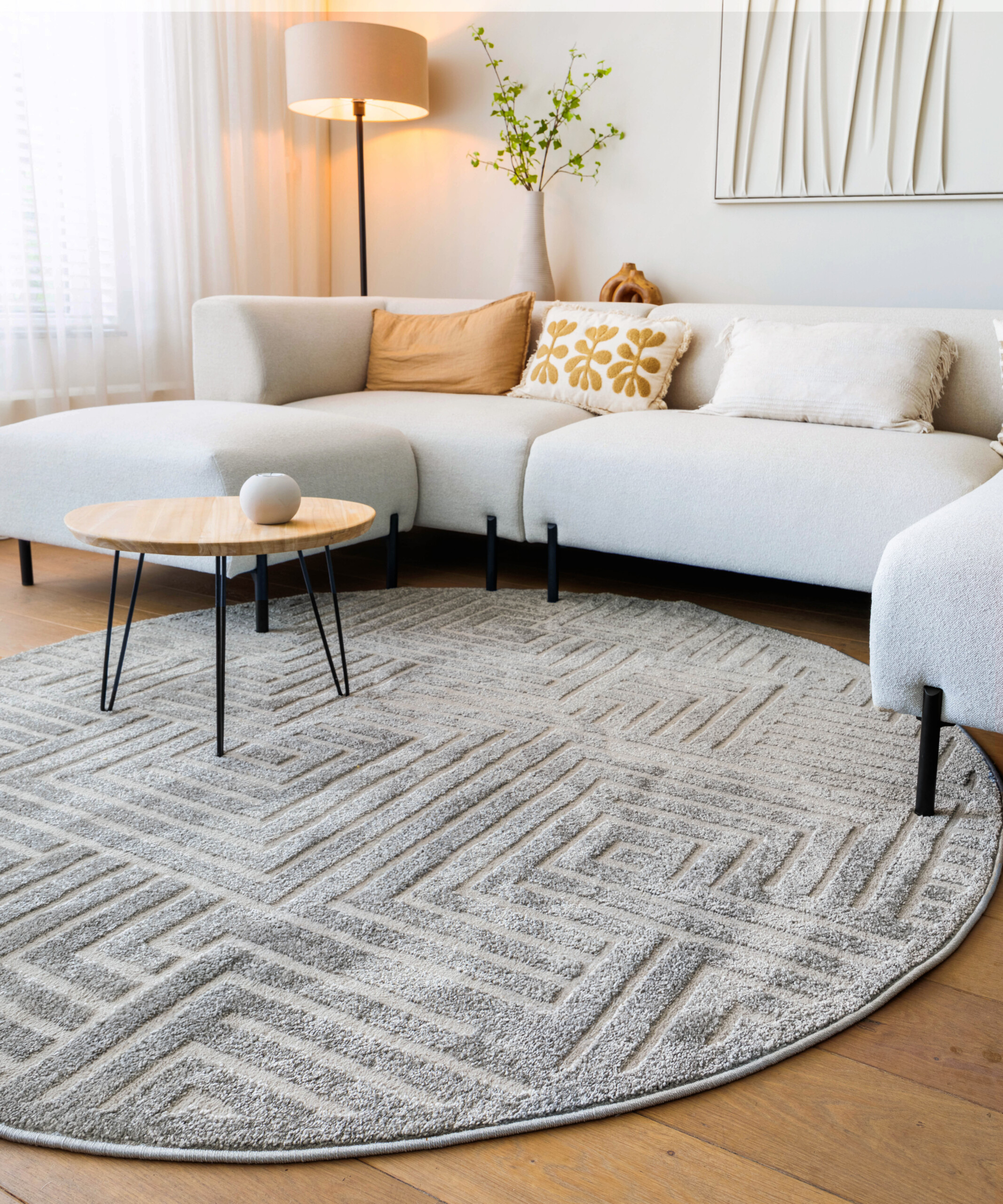 Teppich Rund Skandinavisch - Contour Gem Grau - sfeer Teppich Rund Skandinavisch - Contour Gem Grau - sfeer