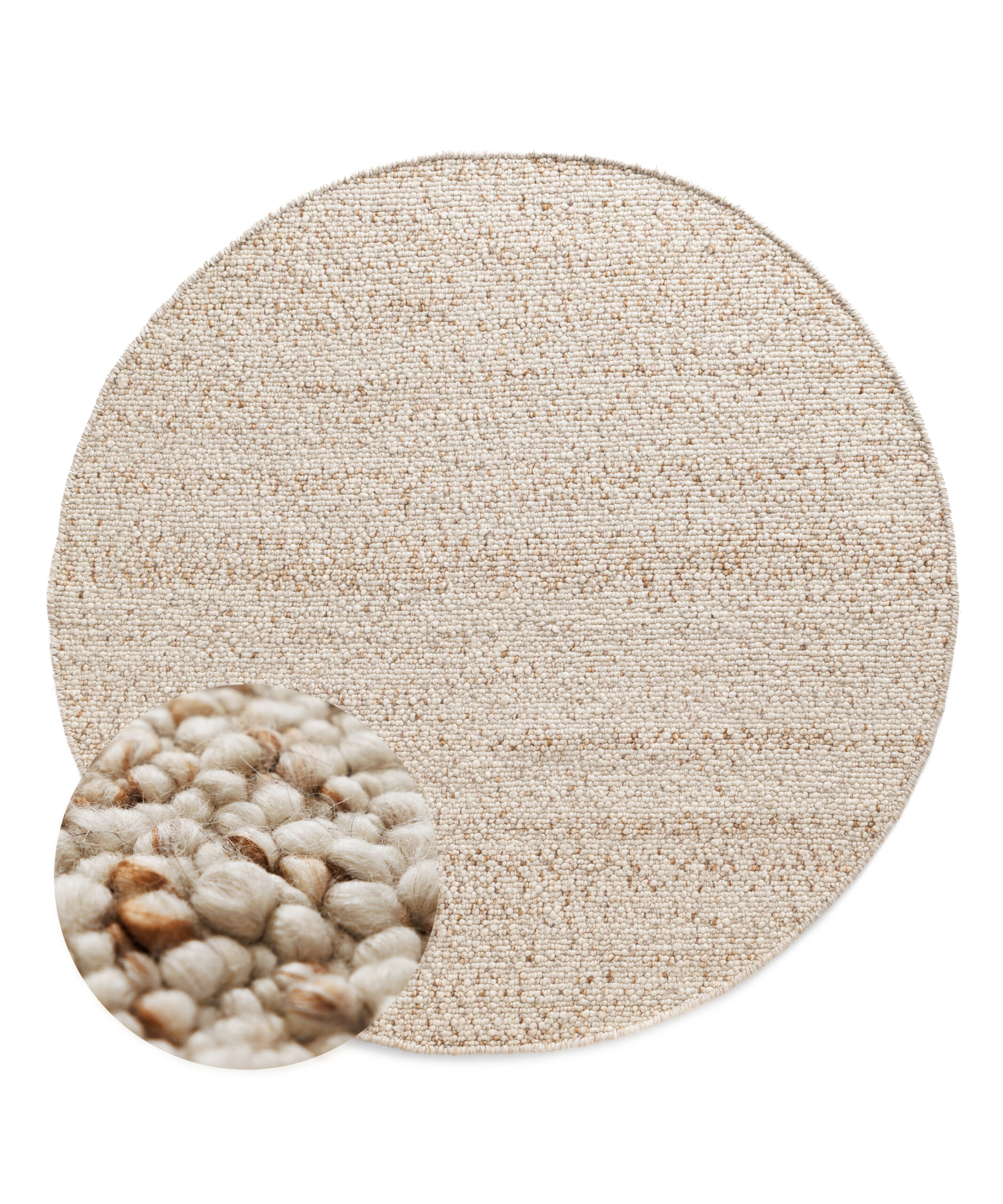 Wollteppich Rund - Bergull Elfenbein/Beige - overzicht Wollteppich Rund - Bergull Elfenbein/Beige - overzicht