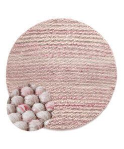Wollteppich Rund - Fjell Creme/Pink - overzicht, thumbnail