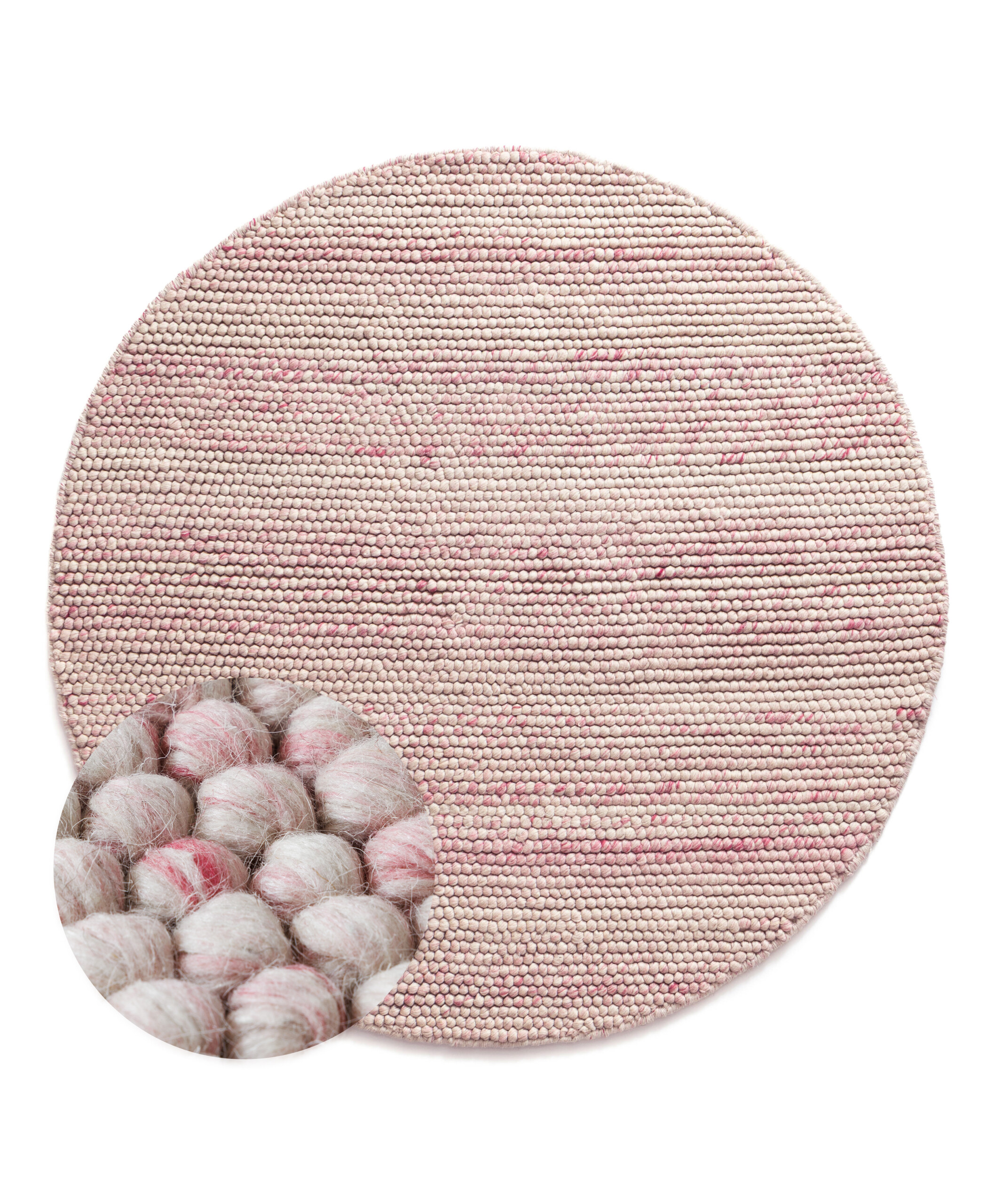 Wollteppich Rund - Fjell Creme/Pink - overzicht Wollteppich Rund - Fjell Creme/Pink - overzicht