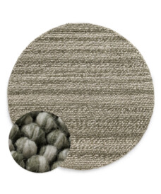 Wollteppich Rund - Fjell Olivgrün - overzicht, thumbnail