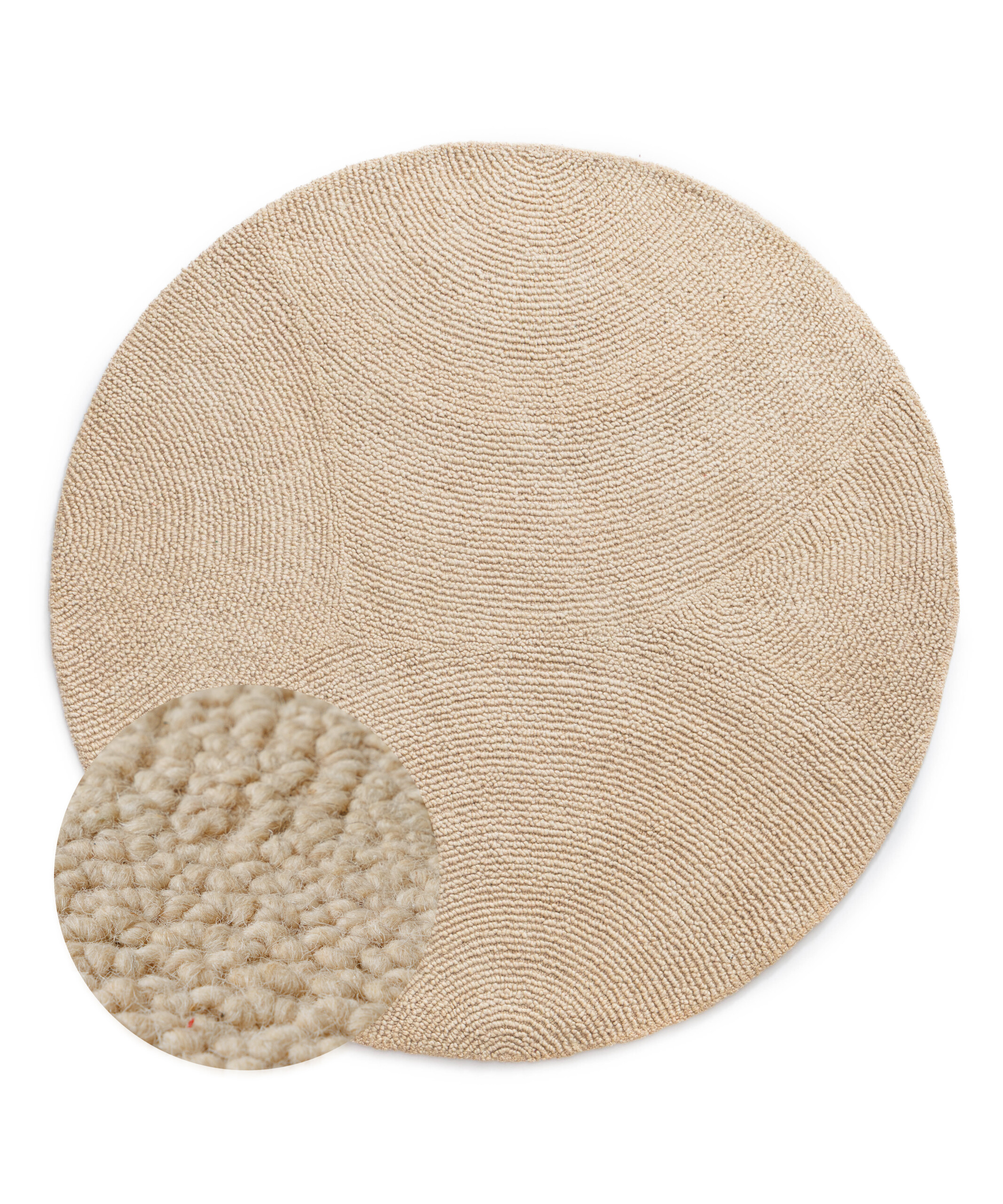 Wollteppich Rund - Tvist licht Beige - overzicht Wollteppich Rund - Tvist licht Beige - overzicht