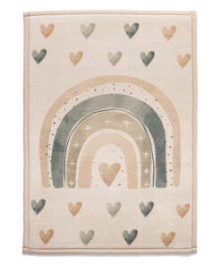 Spielteppich - Pluffy Heart Creme/Multi - overzicht, thumbnail
