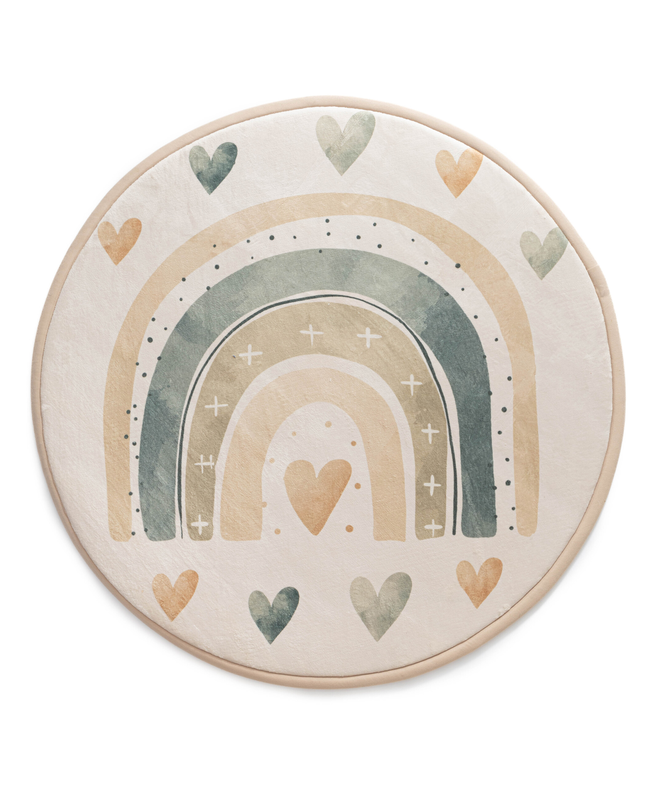 Spielteppich Rund - Pluffy Heart Creme/Multi - overzicht Spielteppich Rund - Pluffy Heart Creme/Multi - overzicht
