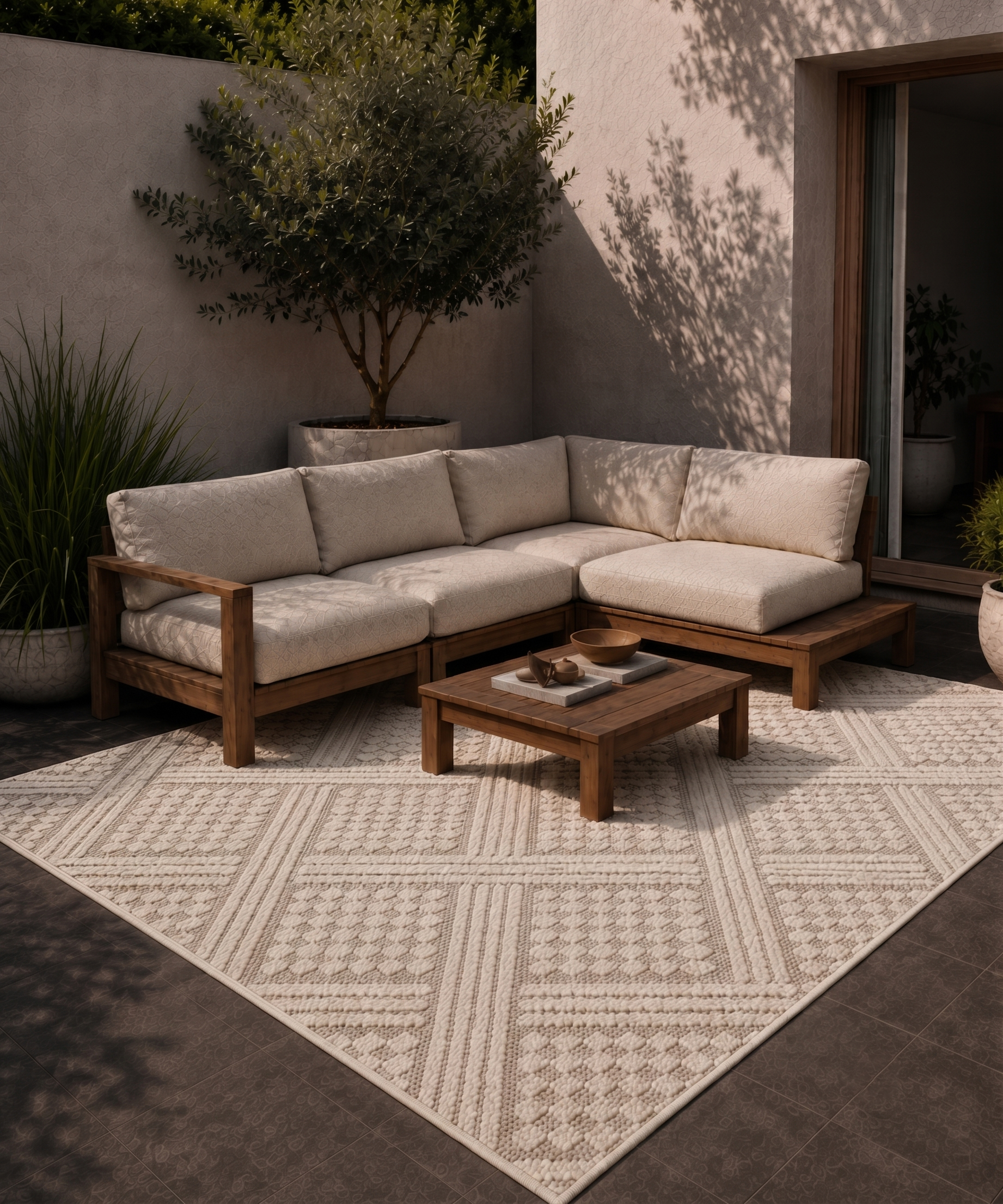 Outdoor Teppich Jute - Dunor Vex Natürlich/Weiß - sfeer Outdoor Teppich Jute - Dunor Vex Natürlich/Weiß - sfeer