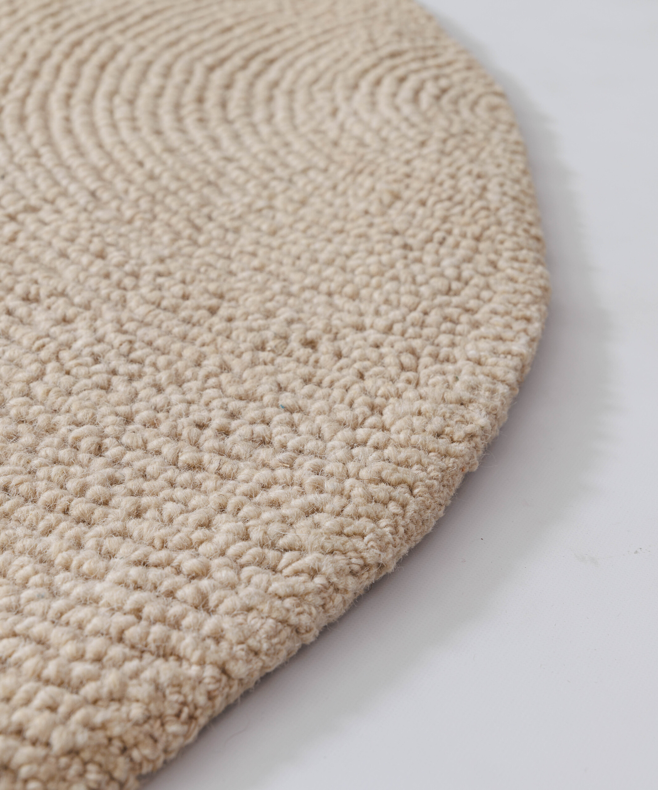 Wollteppich Rund - Tvist licht Beige - close up Wollteppich Rund - Tvist licht Beige - close up